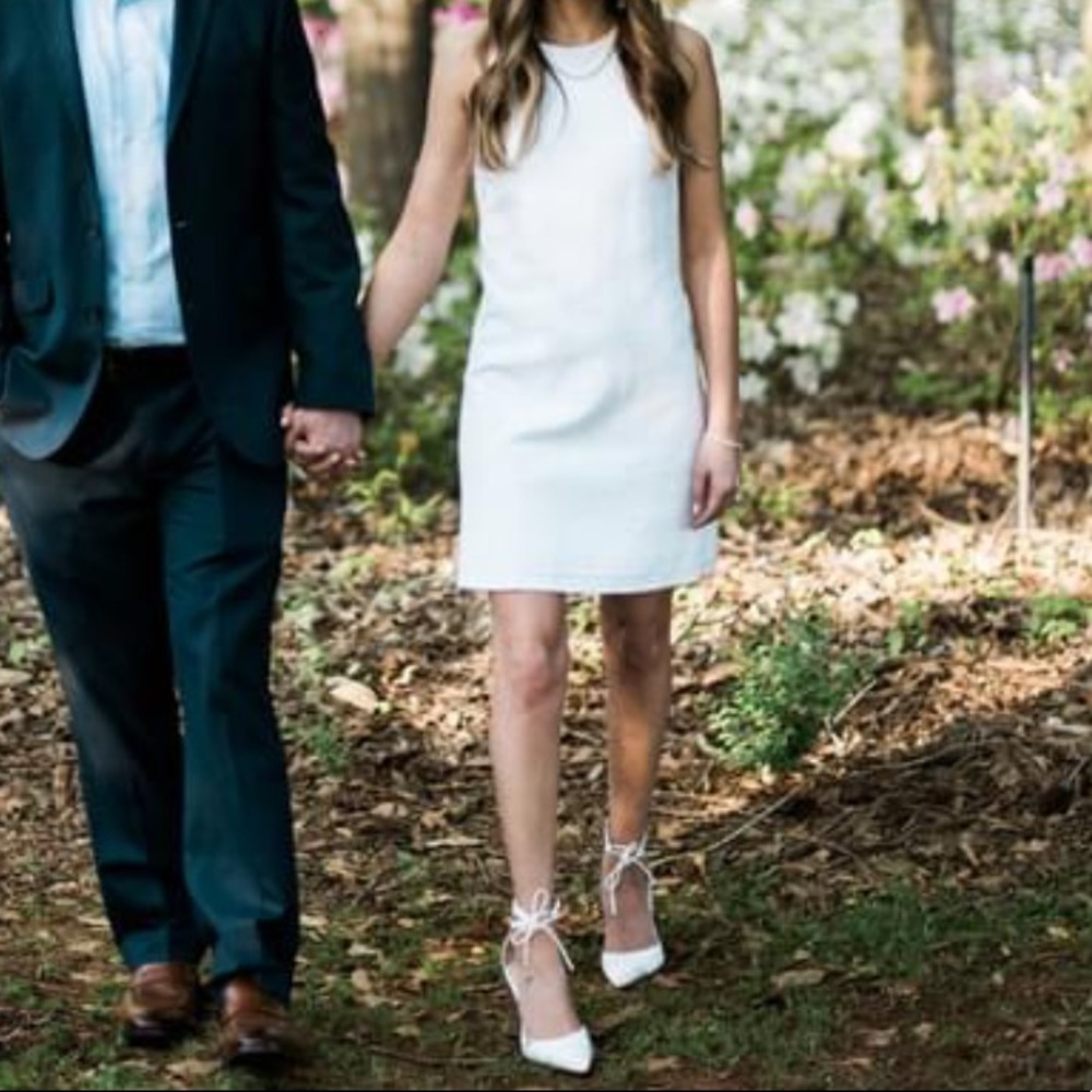 Zara High Neck White Dress
